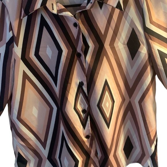 Pre Owned Women’s SHEIN Long Sleeve Blouse Top Geometric Sz Sm Fashion Comfort - Picture 7 of 8